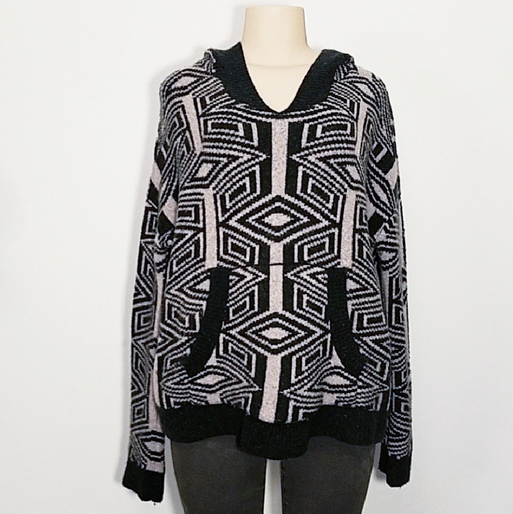 free people  wool lined pull over hoodie sweater S